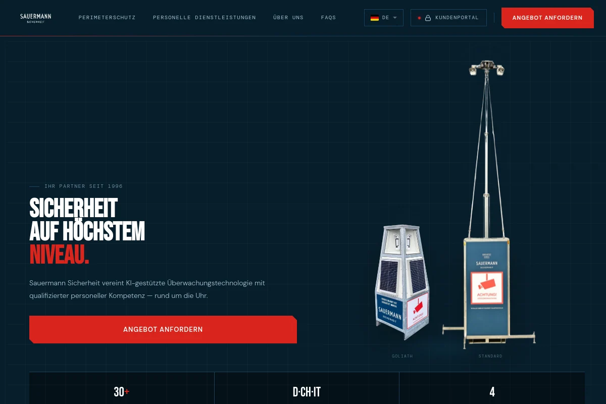 Öffentlicher Webauftritt von Sauermann Sicherheit